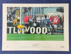 Neville Southall signed 22x16 colour 1995 FA Cup Final colour print Neville Southall makes a