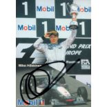 Motor Racing Mika Hakkinen signed 6x4 Mobil 1 colour promo photo. Good Condition. All autographs