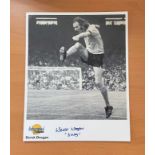 Football. Derek Dougan Signed 10x8 colour Autographed Editions page. Bio description on the rear.