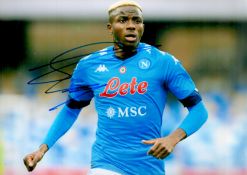 Football Victor Osimhen signed Napoli 12x8 colour photo. Good Condition. All autographs come with