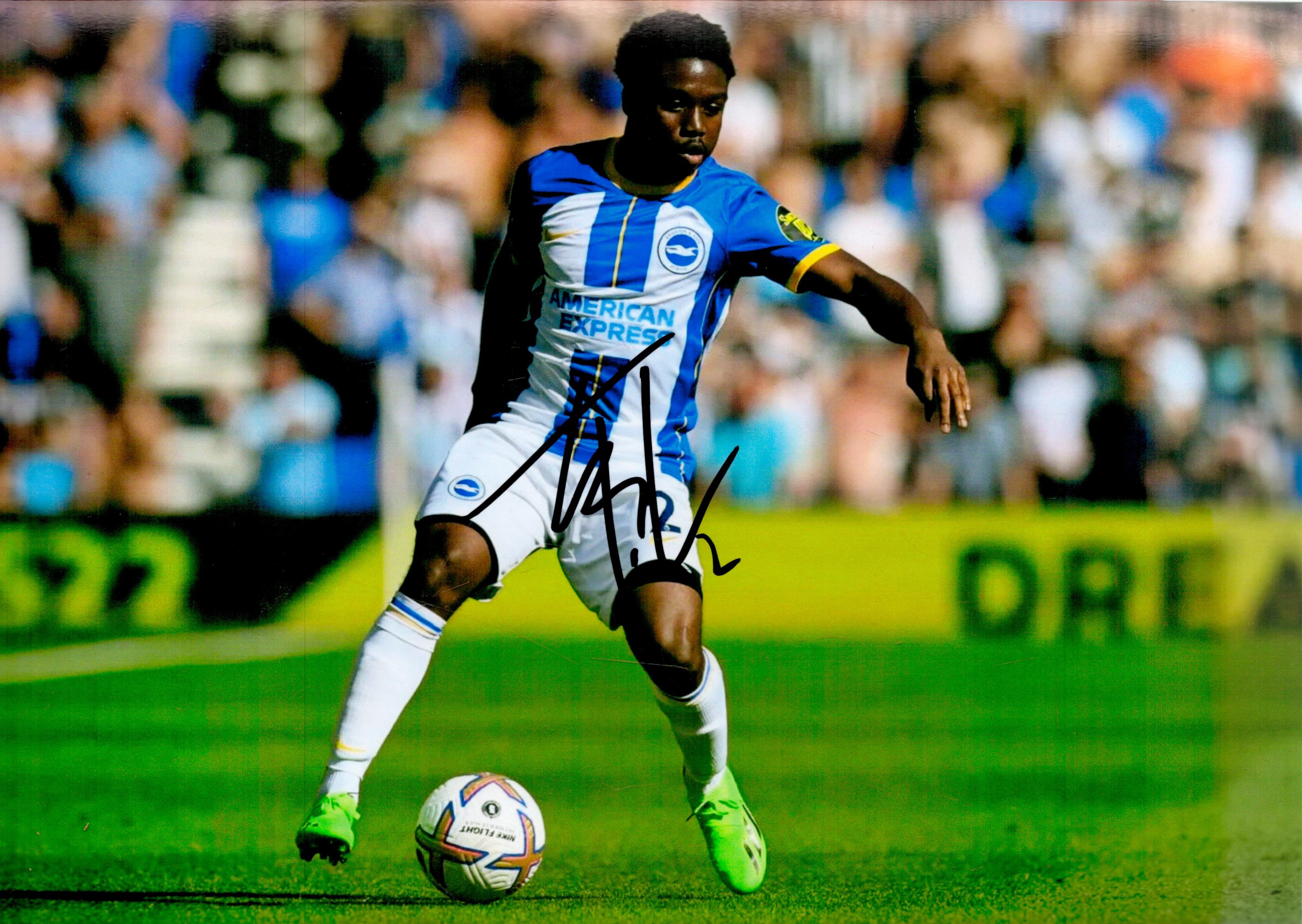 Football Tariq Lamptey signed Brighton 12x8 colour photo. Good Condition. All autographs come with a