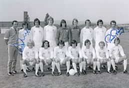 Autographed Leeds United 12 X 8 Photo : B/W, Depicting Leeds United Players Posing For A Squad Photo