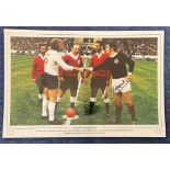 Football. Bobby Moncur Signed 18x12 colour photo. Photo shows Moncur(Scotland) shaking hands with