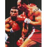 Boxing James Bonecrusher Smith signed 16x12 colour photo pictured during his fight with Mike