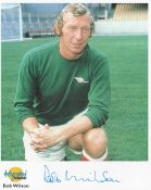 Football. Bob Wilson Signed 10x8 colour Autographed Editions page. Bio description on the rear.