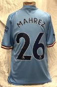 Football Riyad Mahrez signed Manchester City replica home football shirt size medium. Good