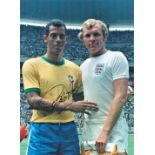 Football, Carlos Alberto signed 12x16 colour photograph pictured before England and Brazil's 1970