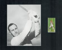 Cricket Peter May 10x8 overall mounted signature piece included signed cigarette card and black