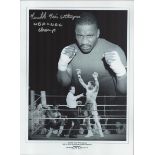 Boxing Tim Witherspoon signed 16x12 black and white montage photo. Good Condition. All autographs