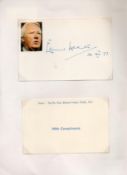 Edward Heath signed 6x4 album page and compliments slip affixed to A4 sheet. Good Condition. All