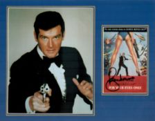 ROGER MOORE (1927-2017) signed 'For Your Eyes Only' Postcard with mounted 11x14 James Bond