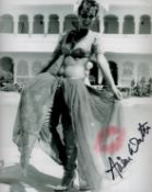 Alison Worth signed 10 x 8 inch b/w photo, with Pink lipstick kiss added. James Bond 007 actress.