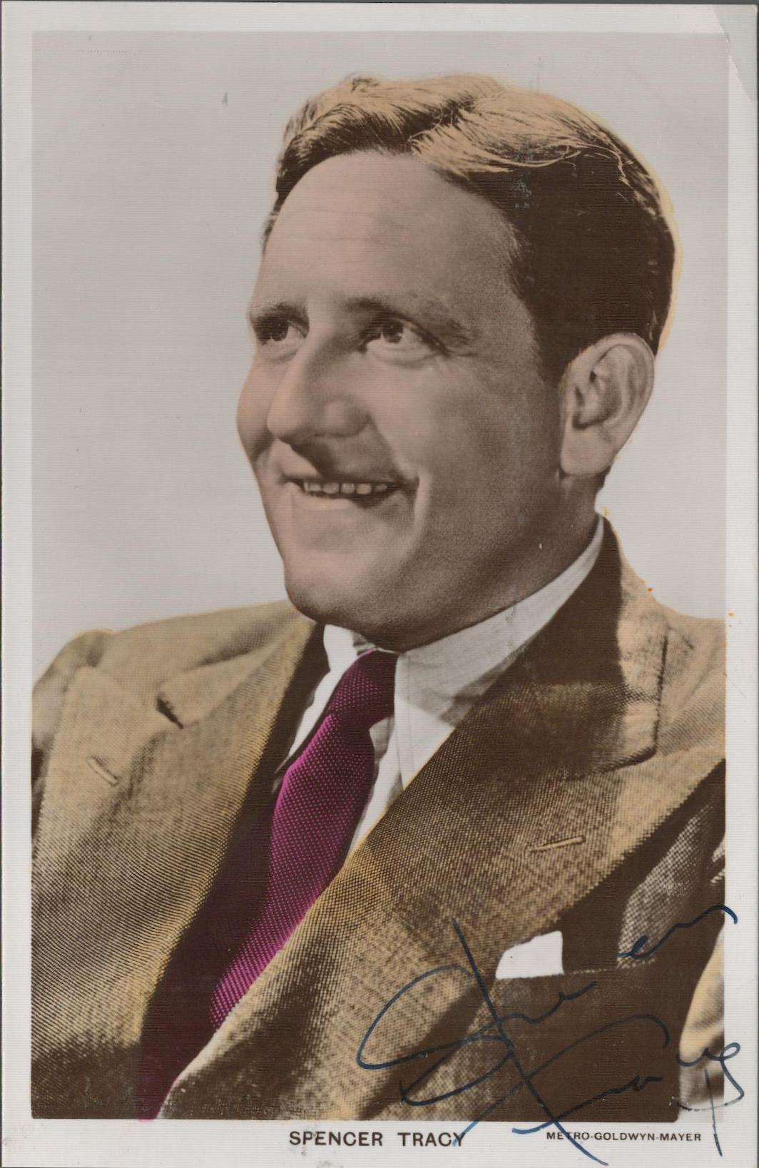 Spencer Tracy Signed 5x3 colour photo. Good Condition. All autographs come with a Certificate of