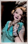 Virginia Bruce Signed 5x3 inch approx Colour Photo. Signed in blue ink. Dedicated. Good Condition.