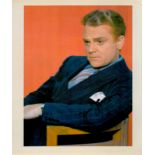 James Cagney Signed 10x8 inch Colour Magazine Page in Black ink, Attached to Sheet. Signature of