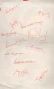 Fulham vintage multi signed sheet includes George Best, Bobby Moore, Rodney Marsh, Terry