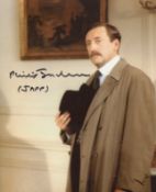 Poirot 8x10 photo signed by actor Phillip Jackson as Japp. Good Condition. All autographs come