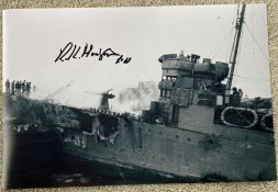 WW2 St Nazaire Raid commando Bob Montgomery MC signed 8x12 inch HMS Campbeltown photo. Good