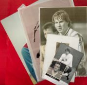 Football Collection of 6 Signed Photos / Magazine Cuttings plus 2 x Signed FDCs with Football Stamps