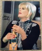 Joanna Lumley signed 10 x 8 inch colour photo as Patsy with bottle of Bolly from ab Fab. Good