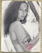 007 Bond actress Page 3 topless model Vanya signed and kissed 10 x 8 b/w photo. Has lipstick kiss to