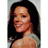 Diana Rigg Signed 6 x 4 inch Colour Reproduction Photo. Signed in Navy Blue Ink. Good Condition. All