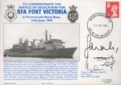 Sarah Duchess of York and 3 Navy VIPs signed 1994 RFA Fort Victoria official Navy cover Series 2 No.