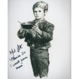 Oliver Mark Lester signed 10 x 8 inch b/w photo with rare quote Please Sir I want some More. Good