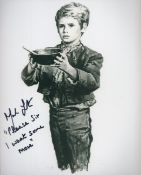 Oliver Mark Lester signed 10 x 8 inch b/w photo with rare quote Please Sir I want some More. Good