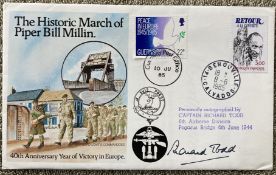 Richard Todd signed Piper Bill Millin 40th ann Victory in Europe cover. Good Condition. All