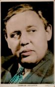 Charles Laughton Signed 5x3 inch Colour Photo. Signed in blue ink. Showing signs of age. Est. Good
