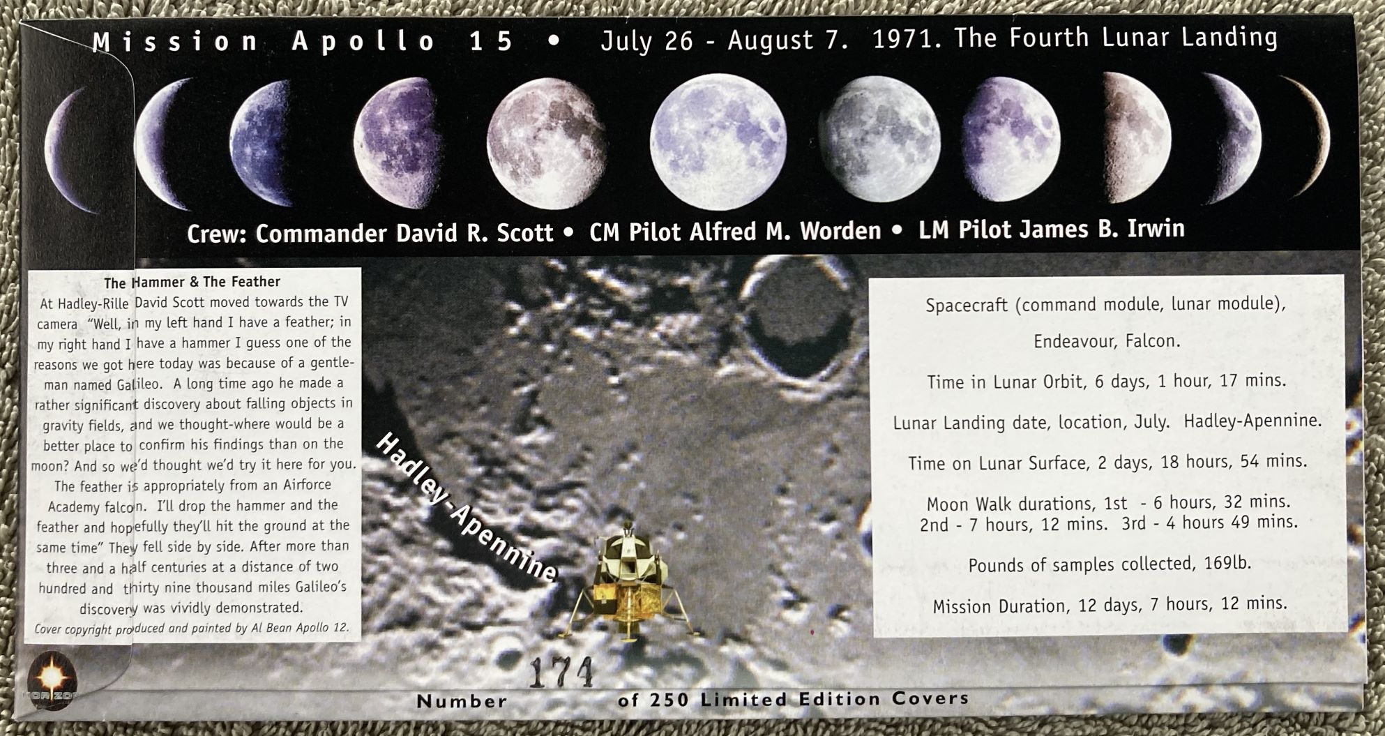 Apollo 15 moonwalker Dave Scott Alfred Worden signed Space cover NASA Astronauts. 2001 30th - Image 2 of 2