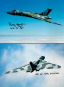 Vulcan Bomber pilots collection of three 12 x 8 colour photos signed by Flt Lt Mike Pearson, Paddy