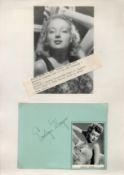 Evelyn Keyes signed 6x4 album page and 6x4 black and white photo affixed to A4 sheet. Good