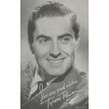 Tyrone Power Signed 5x3 vintage black and white photo. Good Condition. All autographs come with a