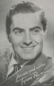 Tyrone Power Signed 5x3 vintage black and white photo. Good Condition. All autographs come with a