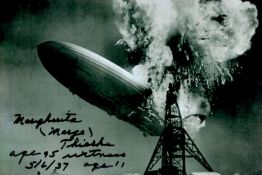 Hindenburg Witness, Margherita 'Marge' Thielke signed 6x4 black and white photograph. . Good