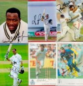 Cricket signed collection of photos and signed cards. Includes Brian Lara, Angus Fraser, Kevin