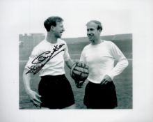 Football Jack Charlton signed super 10 x 8 inch b/w photo of Jack in relaxed pose with Bobby