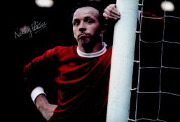 Nobby Stiles signed 12x8 colour photo pictured while playing for Manchester United. Good