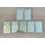 Seven 1oz Fine Gold Bar Replica Collectibles Non Bullion NOT REAL GOLD. Good Condition. All