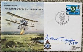 WW2 Arthur Bomber Harris signed Sopwith Tabloid RAF flown cover. Great War pilot and leader of