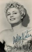 Shelly Winters Signed 5 x 3 inch approx Black and White Photo. Signed in Navy Blue Ink. Good