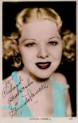 Glenda Farrell Signed 5x3 inch approx colour photo. Signed in black ink. Dedicated. Good