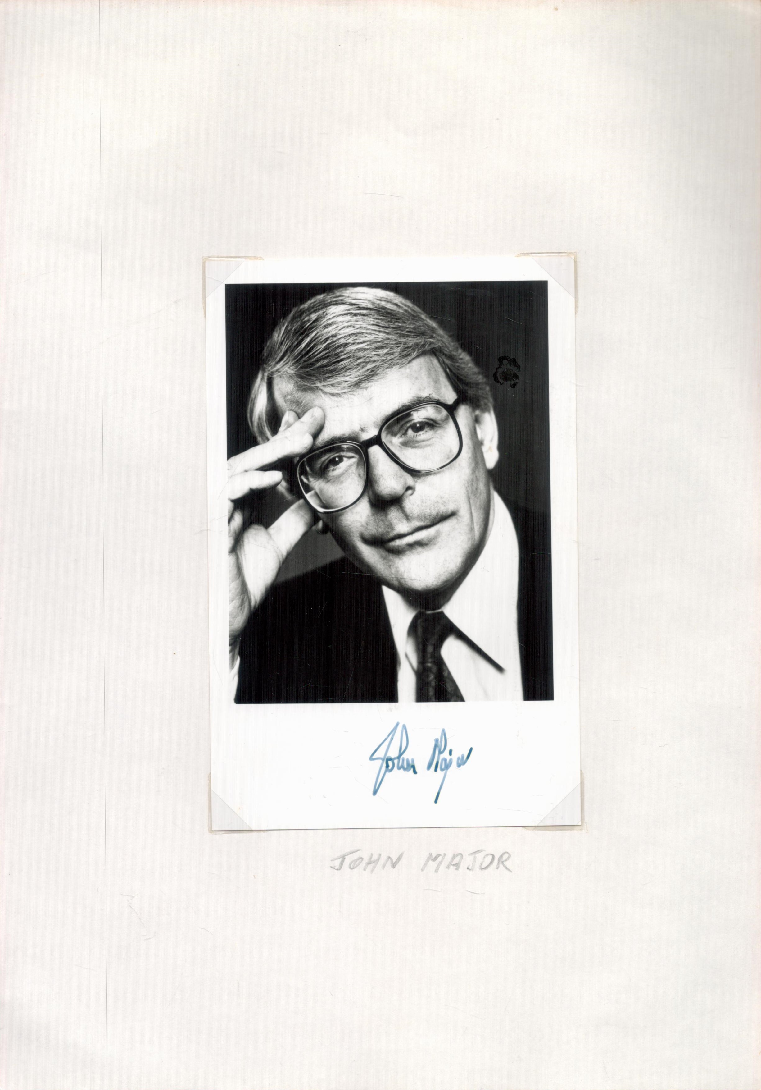 John Major signed 6x4 black and white photo affixed to A4 sheet. Good Condition. All autographs come