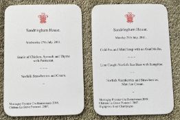 Royalty Two King Charles Prince of Wales Sandringham House UNSIGNED rare dinner menus with Then