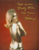 Shirley Eaton signed 10 x 8 inch 3/4 length photo covered in Gold from James Bond Movie