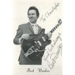 Bert Weedon signed 6x4 black and white photo. Dedicated. Good Condition. All autographs come with