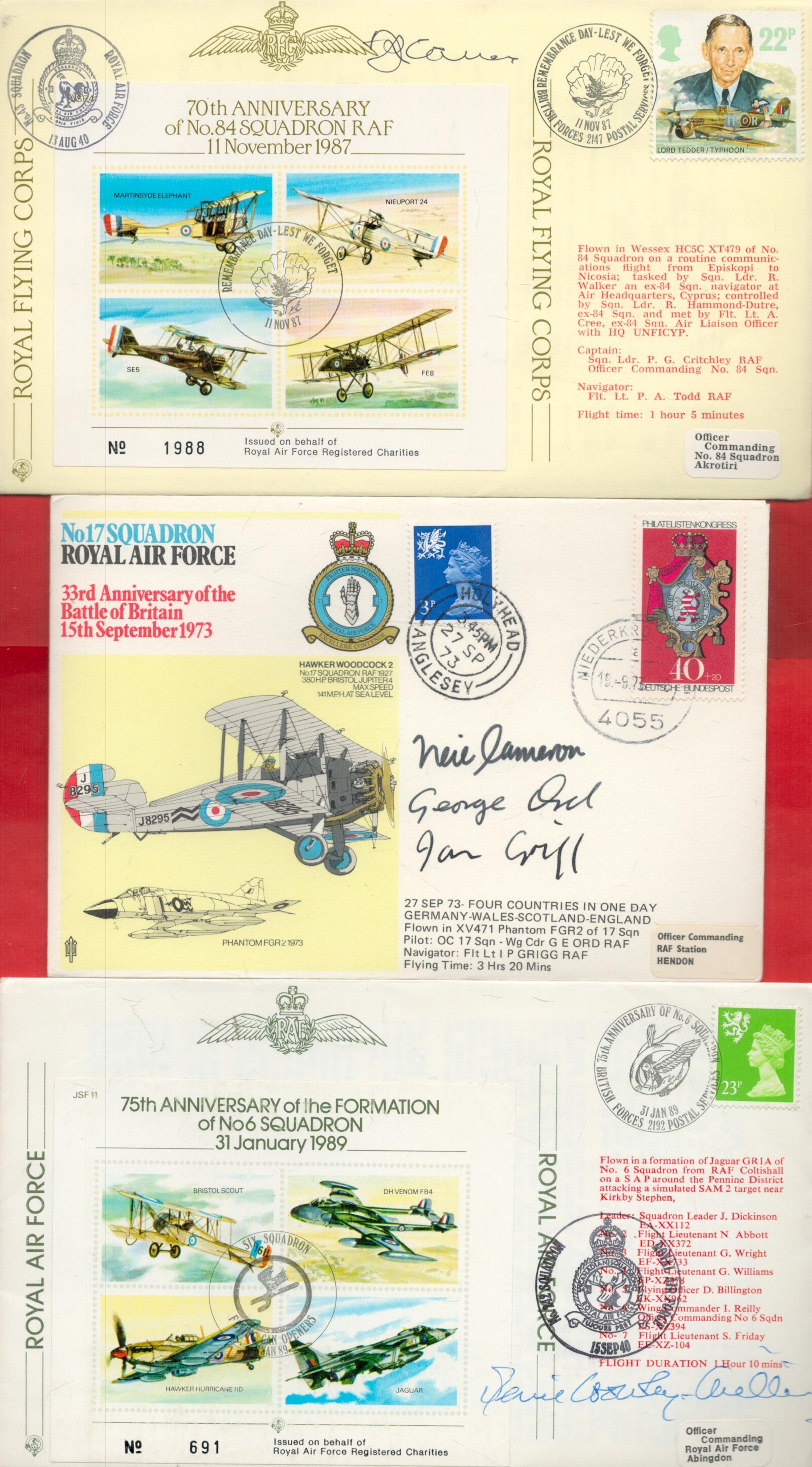 WW2 Battle of Britain fighter aces signed collection of six RAF covers signed by Frank Carey DFC DFM - Image 2 of 2