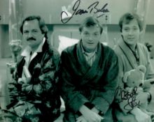 Only When I Laugh James Bolam and Christopher Strauli signed 10 x 8 inch b/w photo. . Good